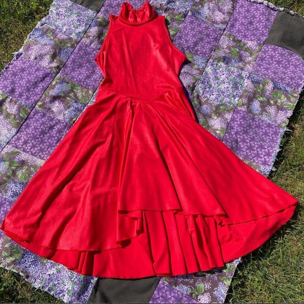 vtg vintage CHERRY red dress 1980s  XS